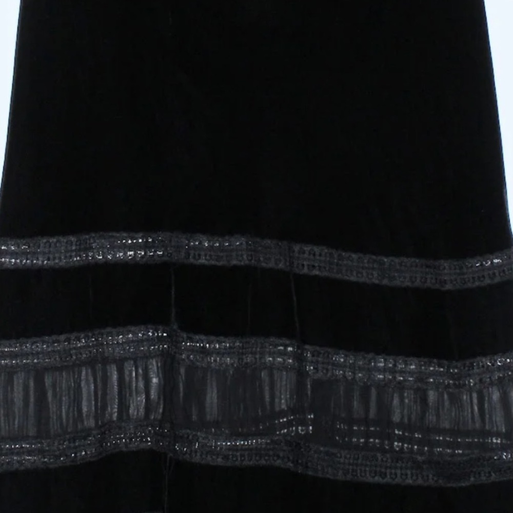 Ralph Lauren Black Velvet Midi Skirt viscose silk Size XL - Picture 10 of 10